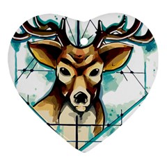 Deer-unicorn-tattoo-drawing-vector-watercolor Heart Ornament (two Sides) by Jancukart