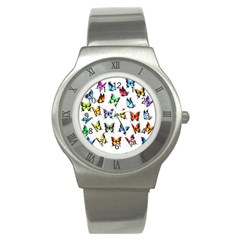 Big Collection Off Colorful Butterfiles Stainless Steel Watch by nate14shop