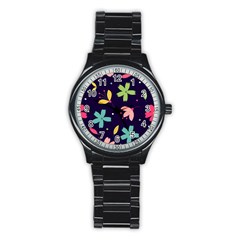 Colorful Floral Stainless Steel Round Watch by hanggaravicky2