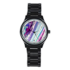 Color Acrylic Paint Art Stainless Steel Round Watch by artworkshop