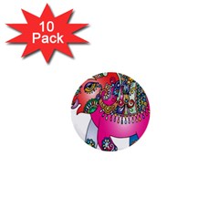 Decorative Elephant 1  Mini Buttons (10 Pack)  by artworkshop