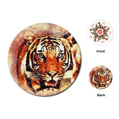 Tiger-portrait-art-abstract Playing Cards Single Design (round) by Jancukart