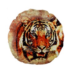 Tiger-portrait-art-abstract Standard 15  Premium Flano Round Cushions by Jancukart