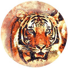 Tiger-portrait-art-abstract Wooden Puzzle Round by Jancukart