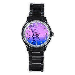 Nature-inspiration-trees-blue Stainless Steel Round Watch by Jancukart