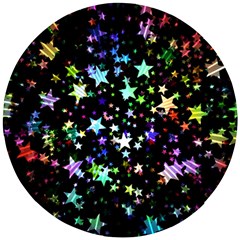 Christmas-star-gloss-lights-light Wooden Puzzle Round by Jancukart