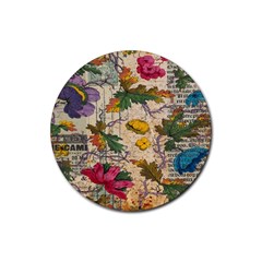 Flowers-b 003 Rubber Round Coaster (4 Pack) by nate14shop