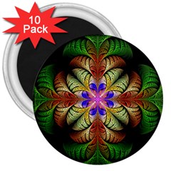 Fractal-abstract-flower-floral- -- 3  Magnets (10 Pack)  by Wegoenart