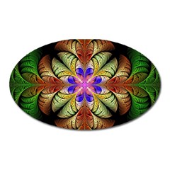 Fractal-abstract-flower-floral- -- Oval Magnet