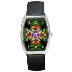 Fractal-abstract-flower-floral- -- Barrel Style Metal Watch