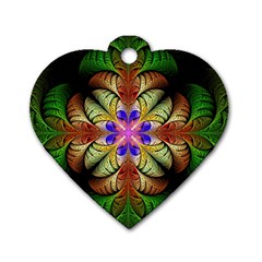 Fractal-abstract-flower-floral- -- Dog Tag Heart (one Side)