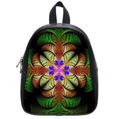 Fractal-abstract-flower-floral- -- School Bag (small)