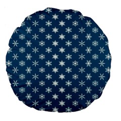 Snowflakes 001 Large 18  Premium Flano Round Cushions by nate14shop