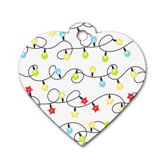 Christmas-light-bulbs-seamless-pattern-colorful-xmas-garland,white Dog Tag Heart (two Sides) by nate14shop