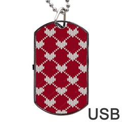 Christmas-seamless-knitted-pattern-background Dog Tag Usb Flash (one Side) by nate14shop