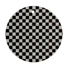 Large Black And White Watercolored Checkerboard Chess Ornament (round)