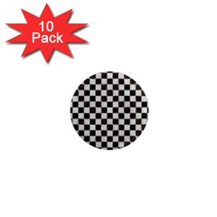 Large Black And White Watercolored Checkerboard Chess 1  Mini Magnet (10 Pack) 