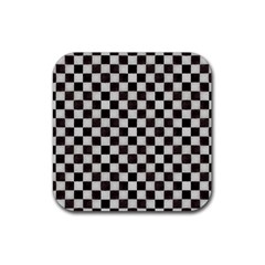 Large Black And White Watercolored Checkerboard Chess Rubber Coaster (square)