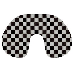 Large Black And White Watercolored Checkerboard Chess Travel Neck Pillow