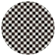 Large Black And White Watercolored Checkerboard Chess Round Trivet by PodArtist