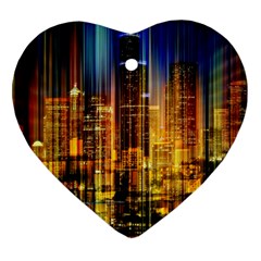 Skyline-light-rays-gloss-upgrade Heart Ornament (two Sides) by Jancukart