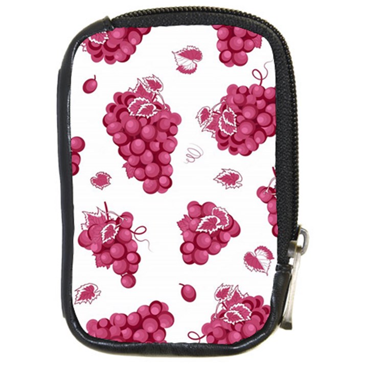 Grape-bunch-seamless-pattern-white-background-with-leaves 001 Compact Camera Leather Case