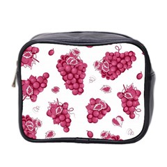 Grape-bunch-seamless-pattern-white-background-with-leaves 001 Mini Toiletries Bag (two Sides) by nate14shop
