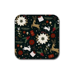 Hand Drawn Christmas Pattern Design Rubber Coaster (square) by nate14shop