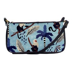 Tropical-leaves-seamless-pattern-with-monkey Shoulder Clutch Bag by nate14shop