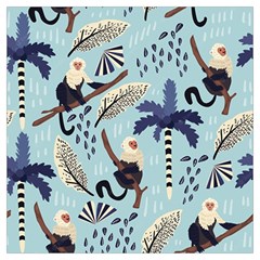 Tropical-leaves-seamless-pattern-with-monkey Lightweight Scarf  by nate14shop