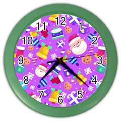 Flat-christmas-pattern-design Color Wall Clock by nate14shop