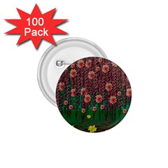 Floral Vines Over Lotus Pond In Meditative Tropical Style 1 75  Buttons (100 Pack)  by pepitasart
