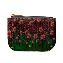 Floral Vines Over Lotus Pond In Meditative Tropical Style Mini Coin Purse by pepitasart