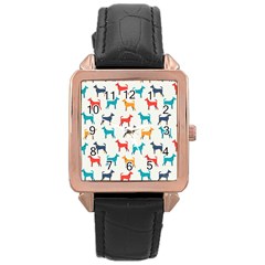 Animal-seamless-vector-pattern-of-dog-kannaa Rose Gold Leather Watch  by nate14shop
