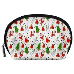 Hd-wallpaper-christmas-pattern-pattern-christmas-trees-santa-vector Accessory Pouch (large) by nate14shop