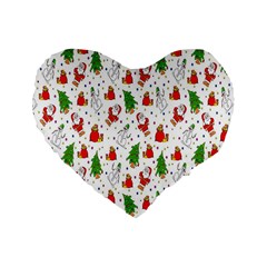 Hd-wallpaper-christmas-pattern-pattern-christmas-trees-santa-vector Standard 16  Premium Flano Heart Shape Cushions by nate14shop