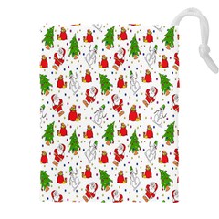 Hd-wallpaper-christmas-pattern-pattern-christmas-trees-santa-vector Drawstring Pouch (4xl) by nate14shop