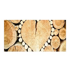 Wooden Heart Satin Wrap 35  X 70  by nate14shop