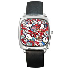 Hello-kitty-003 Square Metal Watch by nate14shop