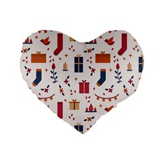 Christmas-gifts-socks-pattern Standard 16  Premium Flano Heart Shape Cushions by nate14shop