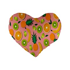 Fruits-orange Standard 16  Premium Flano Heart Shape Cushions by nate14shop