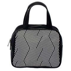 Vector-geometric-lines-pattern-simple-monochrome-texture-with-diagonal-stripes-lines-chevron-zigzag- Classic Handbag (one Side) by nate14shop