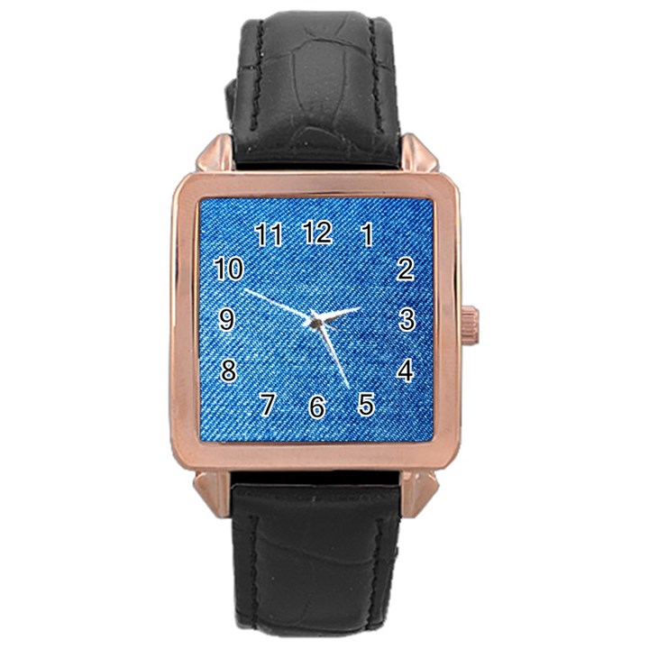 Jeans Blue  Rose Gold Leather Watch 