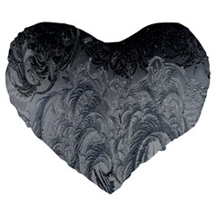 Ice Frost Crystals Large 19  Premium Heart Shape Cushions by artworkshop