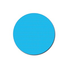 Blue,polkadots,polka Rubber Round Coaster (4 Pack) by nate14shop