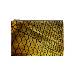 Chain Link Fence Sunset Wire Steel Fence Cosmetic Bag (medium) by artworkshop