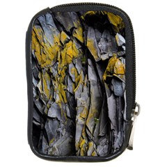 Rock Wall Crevices Geology Pattern Shapes Texture Compact Camera Leather Case by artworkshop