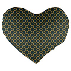 Polka-dots-gray Large 19  Premium Heart Shape Cushions by nate14shop