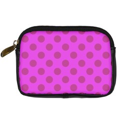Polka-dots-purple Digital Camera Leather Case by nate14shop
