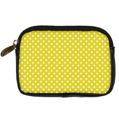Polka-dots-yellow Digital Camera Leather Case by nate14shop